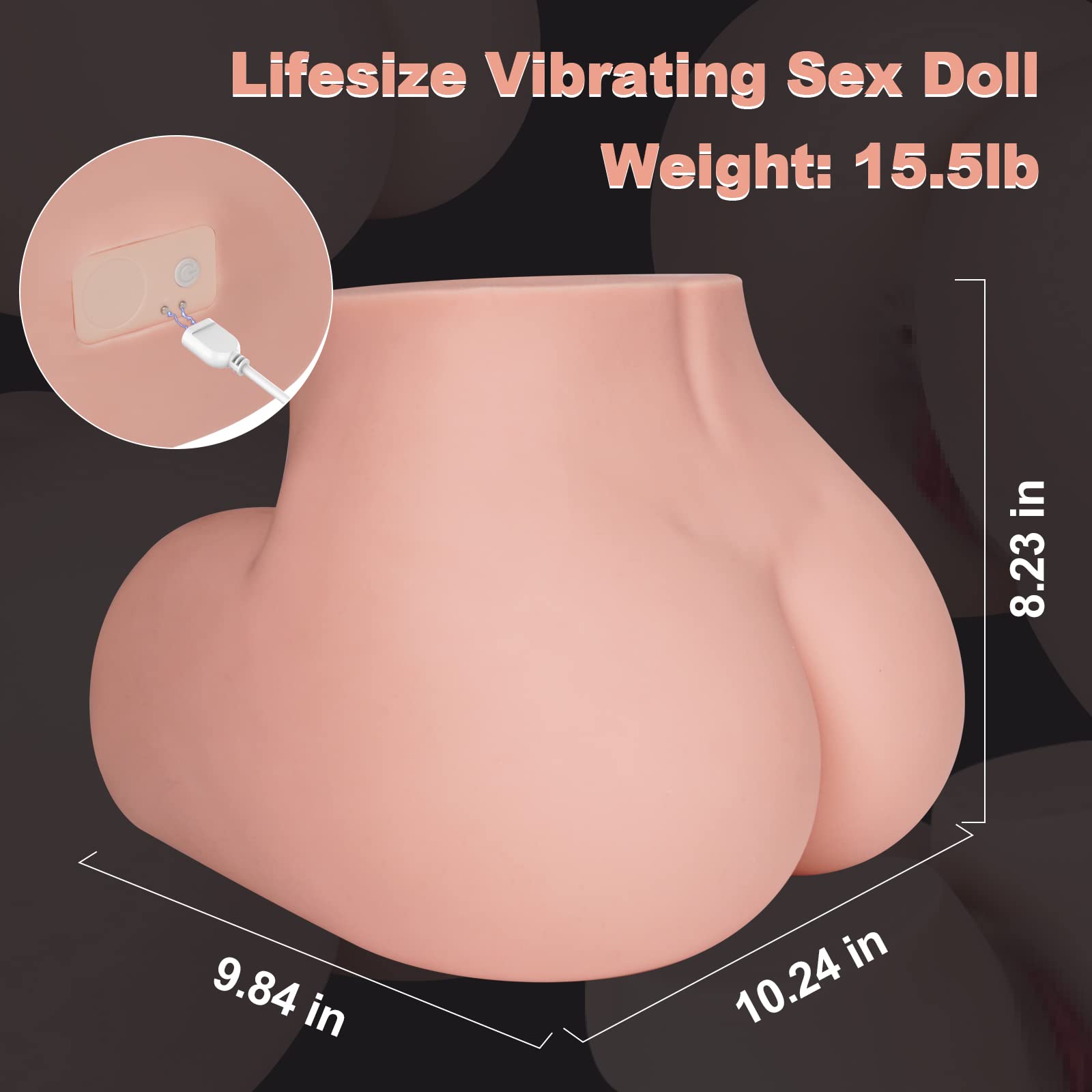15.5LB 2 IN 1 Adult Vibrating Sex Doll Male Masturbator