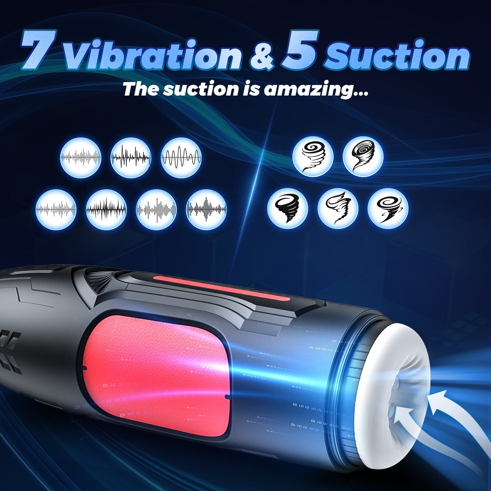 Black Widow Automatic Male Masturbators with 5 Suction & 7 Vibration Modes