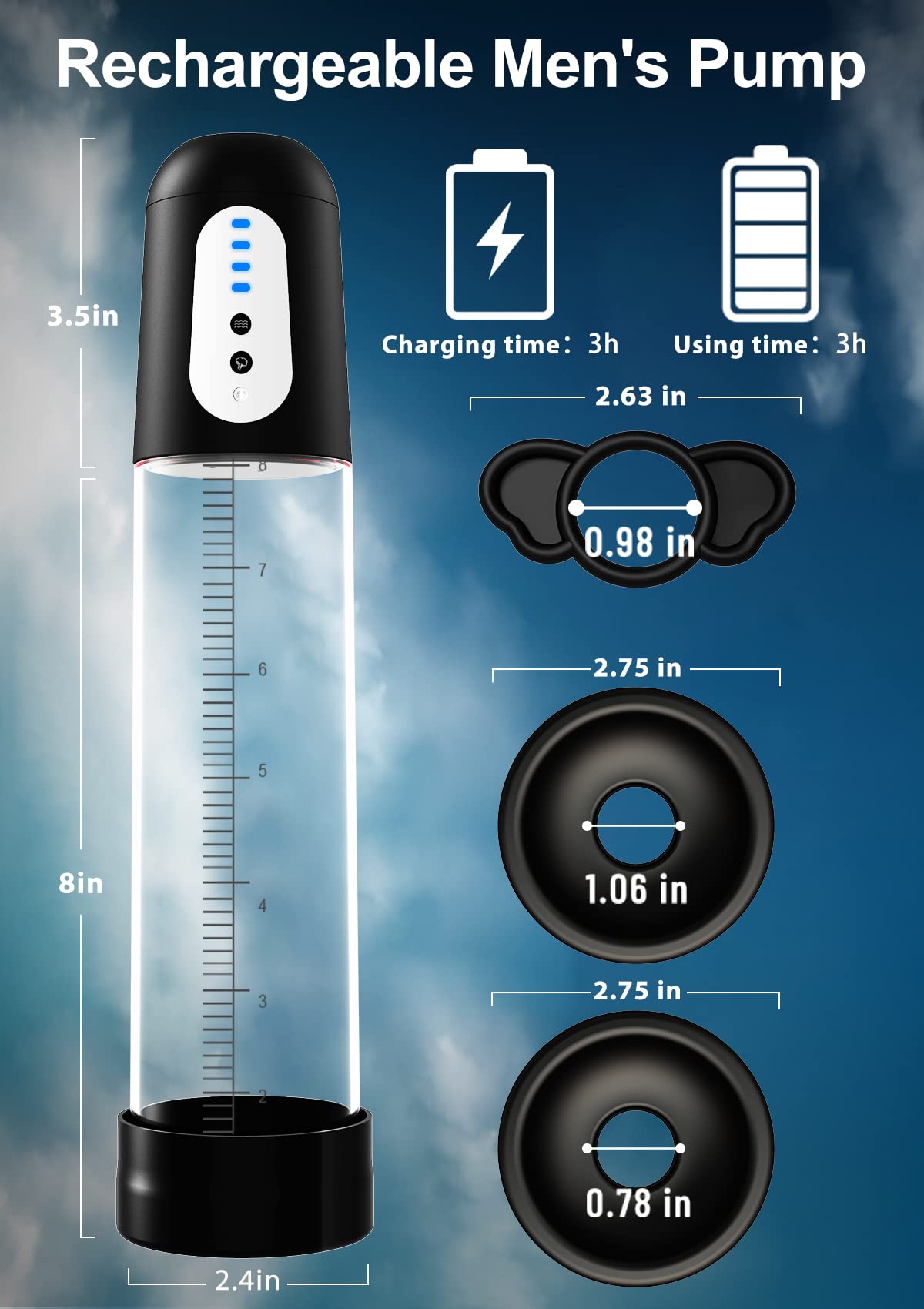 Rechargeable Penis Vacuum Pump 11.5" Paloqueth-official Rechargeable Penis Vacuum Pump 11.5" Paloqueth-official