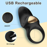 USB Charging Ring with 10 Vibration Modes + 9 Led Lights for Couples Pleasure
